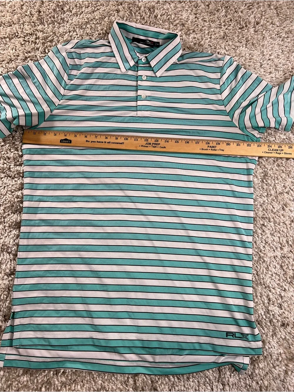 Ralph Lauren RLX Striped Teal and White Polo Shirt